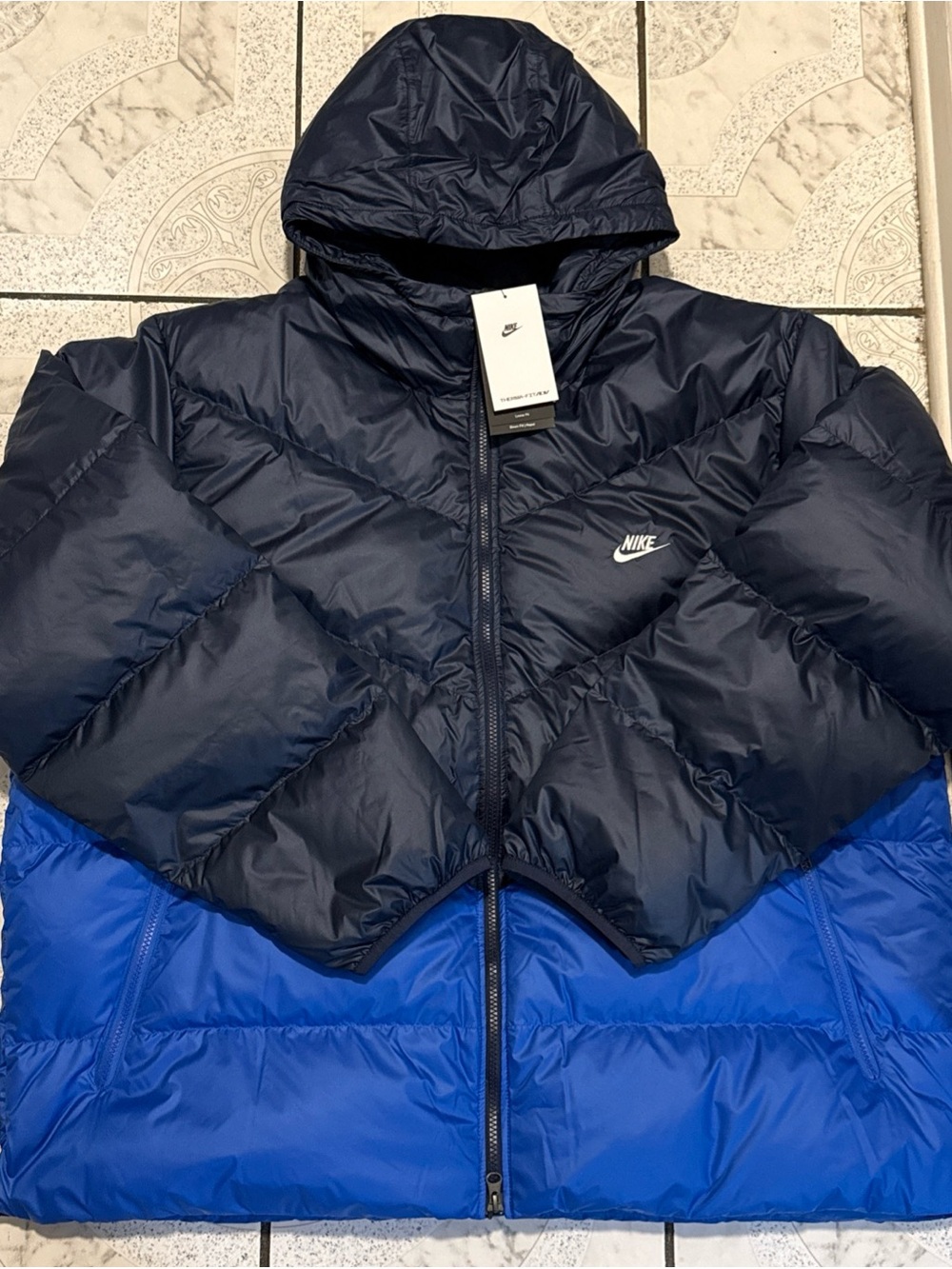 New Nike Windrunner Down Puffer Jacket Obsidian Blue Men's Size XXL HQ7790-451